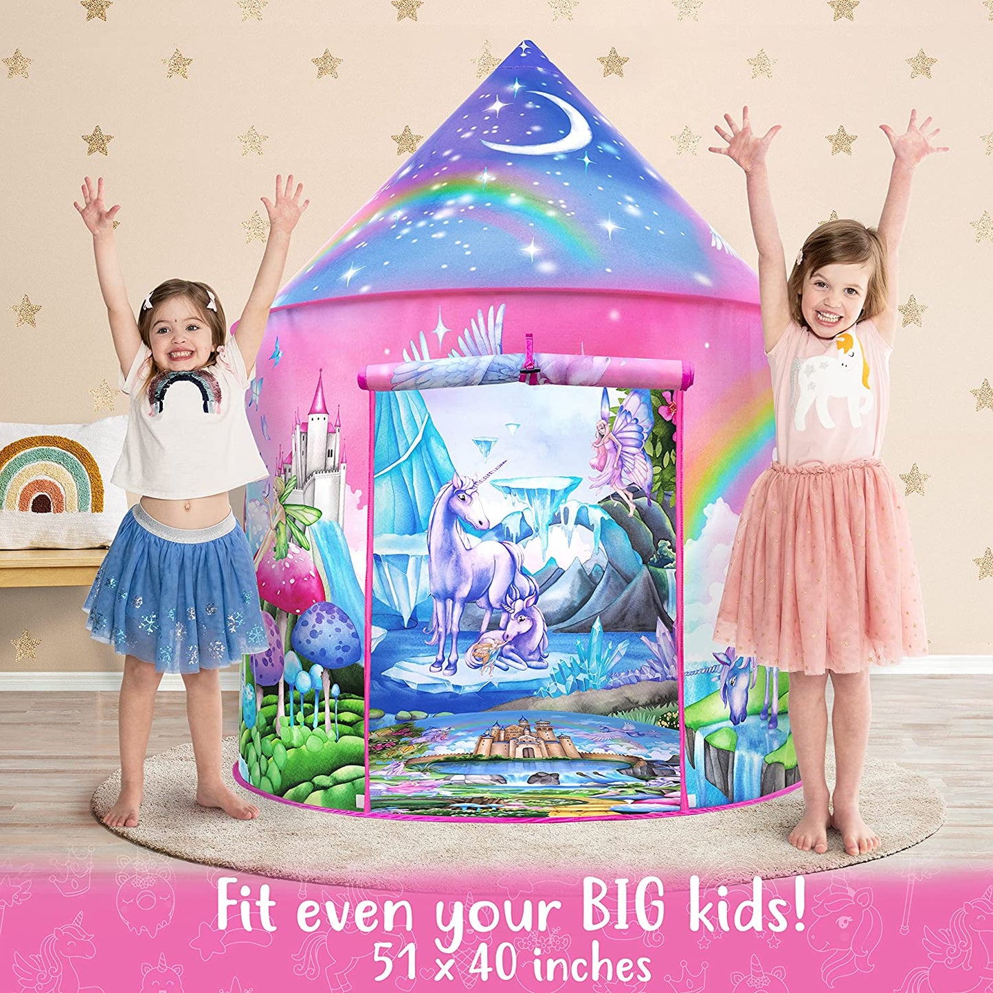 Rainbow Unicorn Tent for Girls with Magical Unicorn Sounds, Unicorn Toys for Girls, Princess Tent for Girls, Unicorns Gifts for Girls, Outdoor & Indoor Tent, Play Tents for Girls