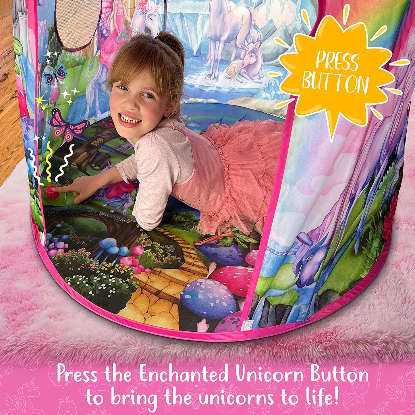 Rainbow Unicorn Tent for Girls with Magical Unicorn Sounds, Unicorn Toys for Girls, Princess Tent for Girls, Unicorns Gifts for Girls, Outdoor & Indoor Tent, Play Tents for Girls