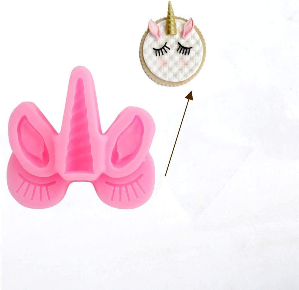 Unicorn Silicone Mold Unicorn Molds 10 PCS Horn Ears and Eyelash Cake Topper Molds 3D Unicorn Cake Mold Set Fondant Cake Decoration Molds for Birthday/Party Cake Decoration Made (10 PCS)