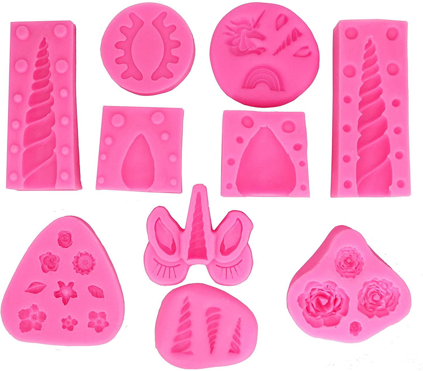 Unicorn Silicone Mold Unicorn Molds 10 PCS Horn Ears and Eyelash Cake Topper Molds 3D Unicorn Cake Mold Set Fondant Cake Decoration Molds for Birthday/Party Cake Decoration Made (10 PCS)