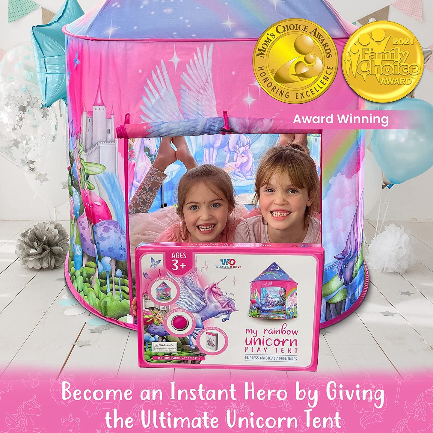 Rainbow Unicorn Tent for Girls with Magical Unicorn Sounds, Unicorn Toys for Girls, Princess Tent for Girls, Unicorns Gifts for Girls, Outdoor & Indoor Tent, Play Tents for Girls