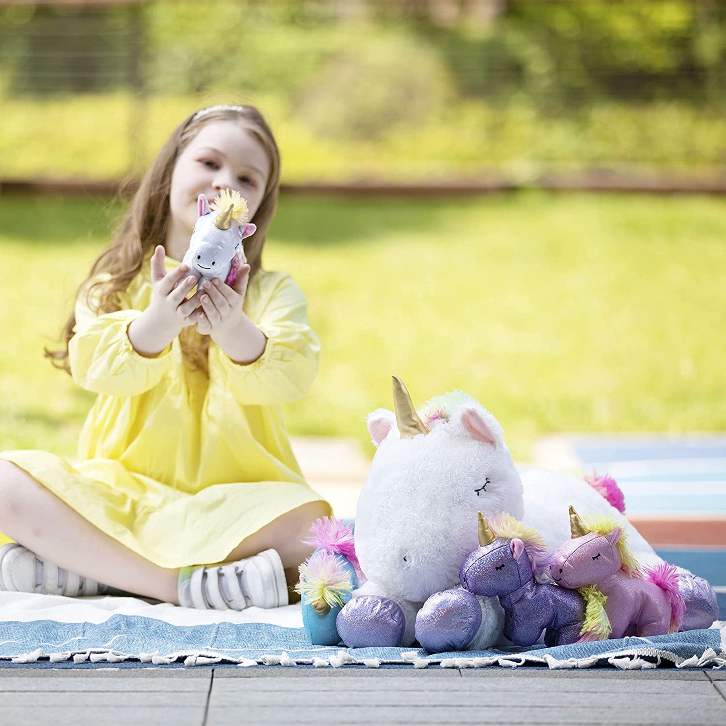 24 Inches Unicorn Plush Toy Set for Girls,4 Colorful Unicorns in Mommy Unicorn’S Belly,Unique Stuffed Unicorns Gifts for Children.