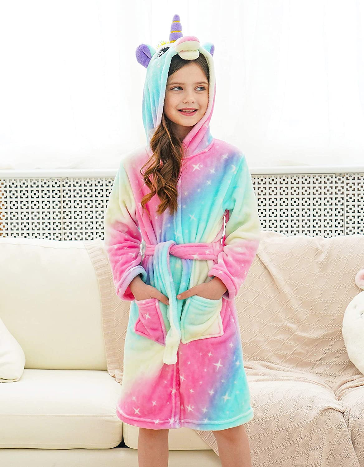 Fluffy unicorn hotsell dressing gown