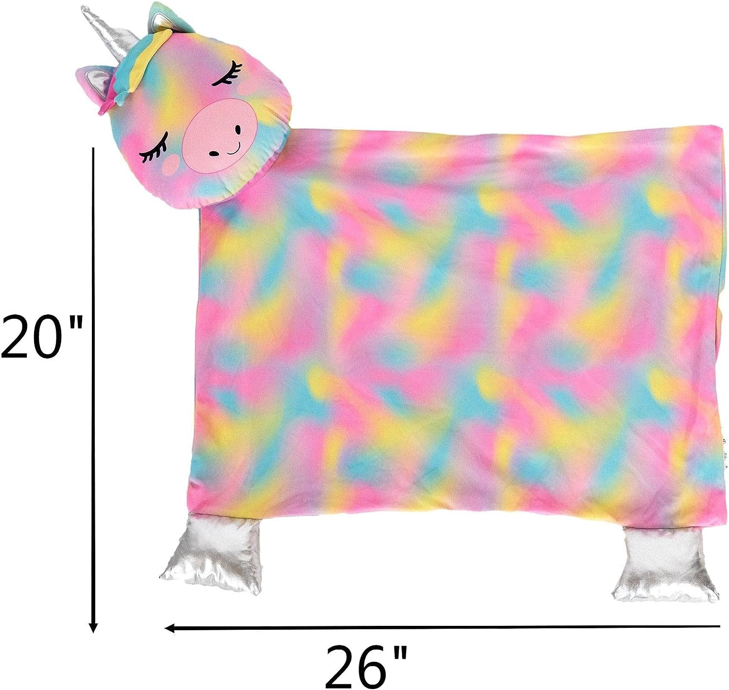 Plush Animal Pillow Case for Kids, 3D Design Fun Decorative Pillow Sham, Oeko TEX Certified, Standard Sized Lounge Pillow for Boys and Girls, Unicorn, Multicolor