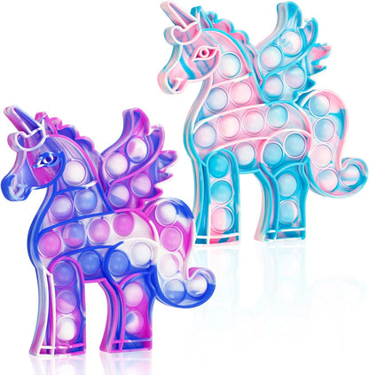 Unicorn Fidget POP Toy: 2Pack Fidget Push Bubble Popper Toys,Stress Reliever Squeeze Unicorn Pop Bubble Toys, Anti-Anxiety Bubble Sensory Unicorn Gifts Toy for Girls Adults Kids