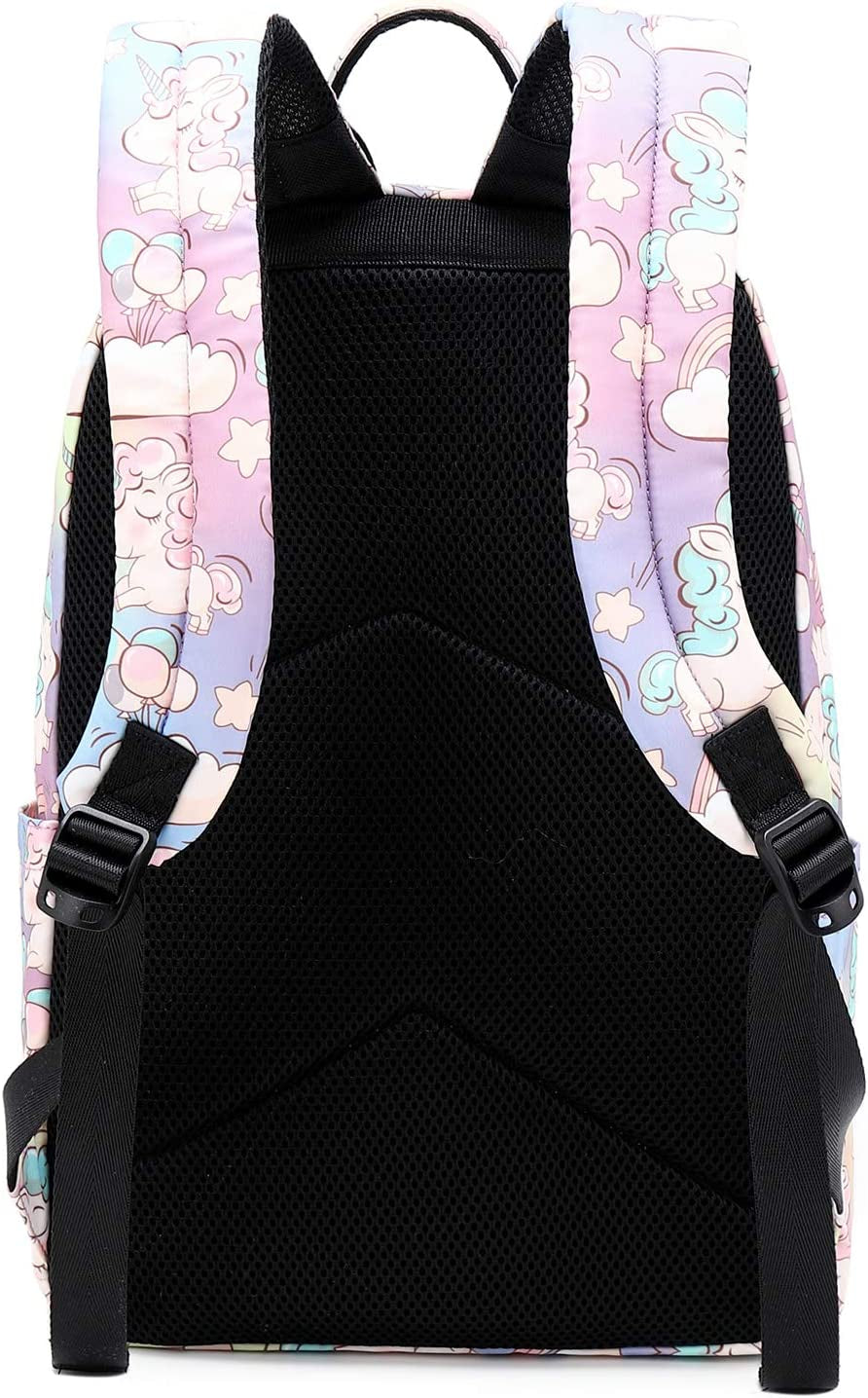 Cute Lightweight School Boobag Kids Unicorn Backpacks for Girls Backpacks with Lunch Bag (B Unicorn Rainbow)