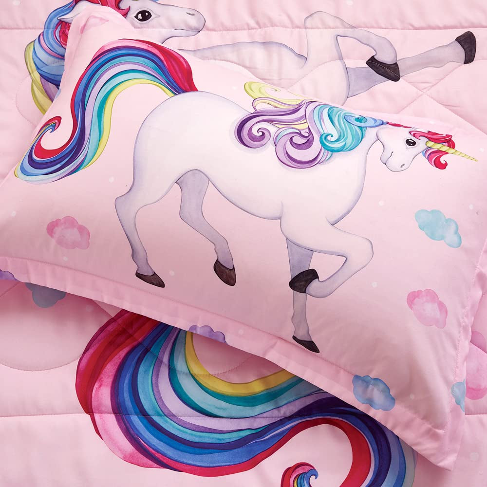 Toddler Bedding Set for Girls, Premium 4 Piece Toddler Unicorn Bedding Pink, Toddler Comforter Set, Super Soft and Comfortable for Toddler
