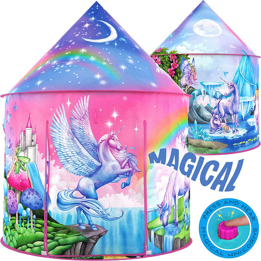 Rainbow Unicorn Tent for Girls with Magical Unicorn Sounds, Unicorn Toys for Girls, Princess Tent for Girls, Unicorns Gifts for Girls, Outdoor & Indoor Tent, Play Tents for Girls