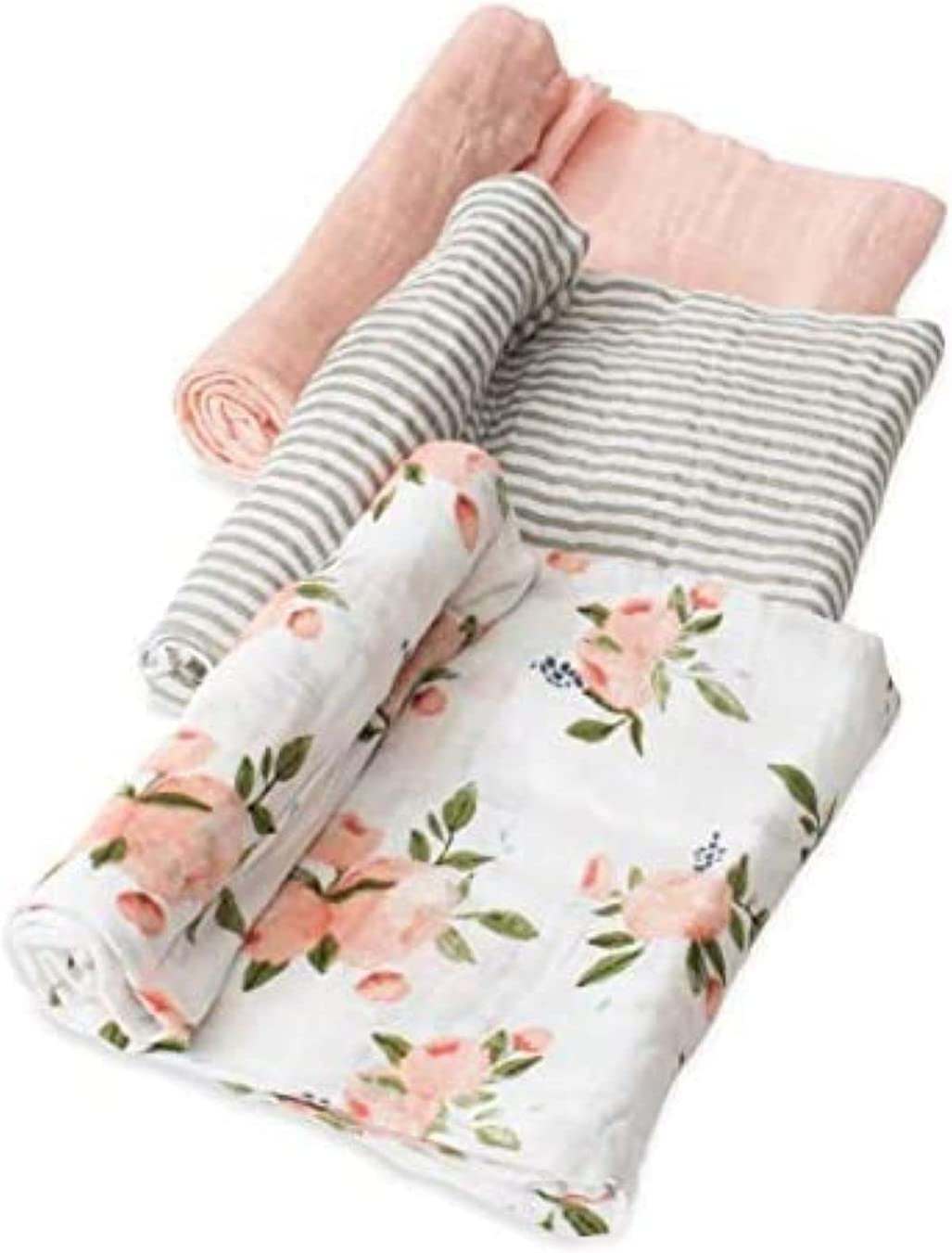 – Watercolor Roses Cotton Muslin Swaddle Set | Set of 3 | Watercolor Floral | 100% Cotton | Super Soft | Newborns and Infants | Large 47” X 47” | Machine Washable