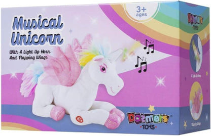 Unicorn Stuffed Animal with Flapping Wings - Musical Plush Unicorn Toy with Magical Lights and Sounds (Pink)