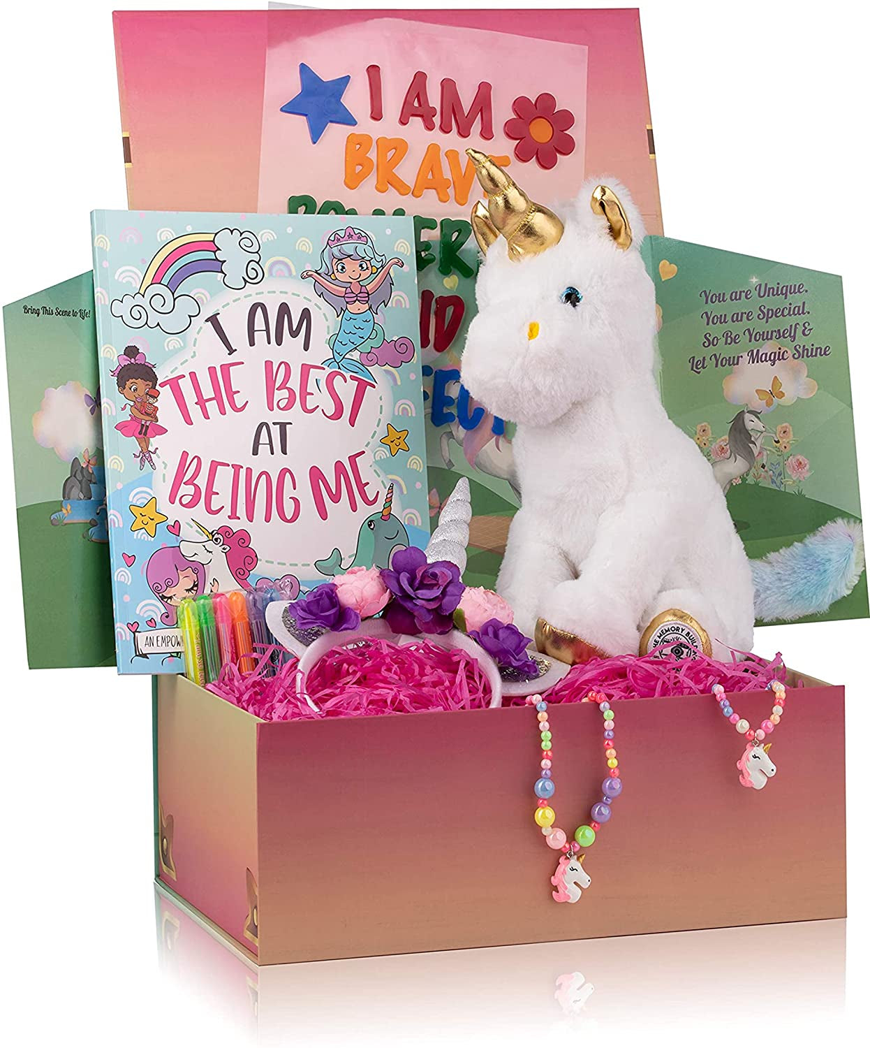 Kids Toys - Large Unicorn Surprise Box for Girls and Boys W/Unicorn Plush, Coloring Book and Markers, Jewelry and Horn Headband for Girls Age 6 & Up