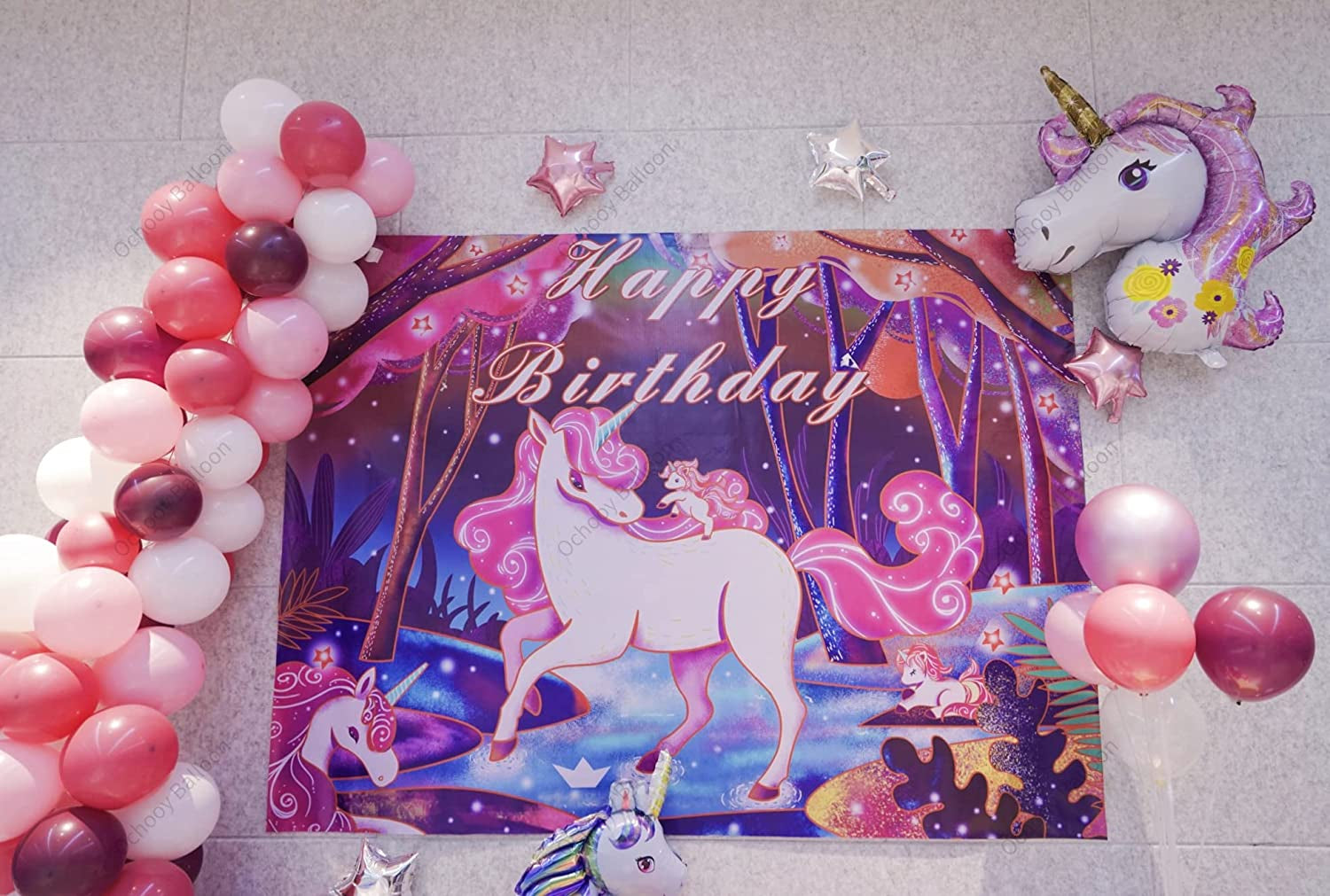 Unicorn Party Decorations Set with Unicorn Backdrop, Unicorn Foil