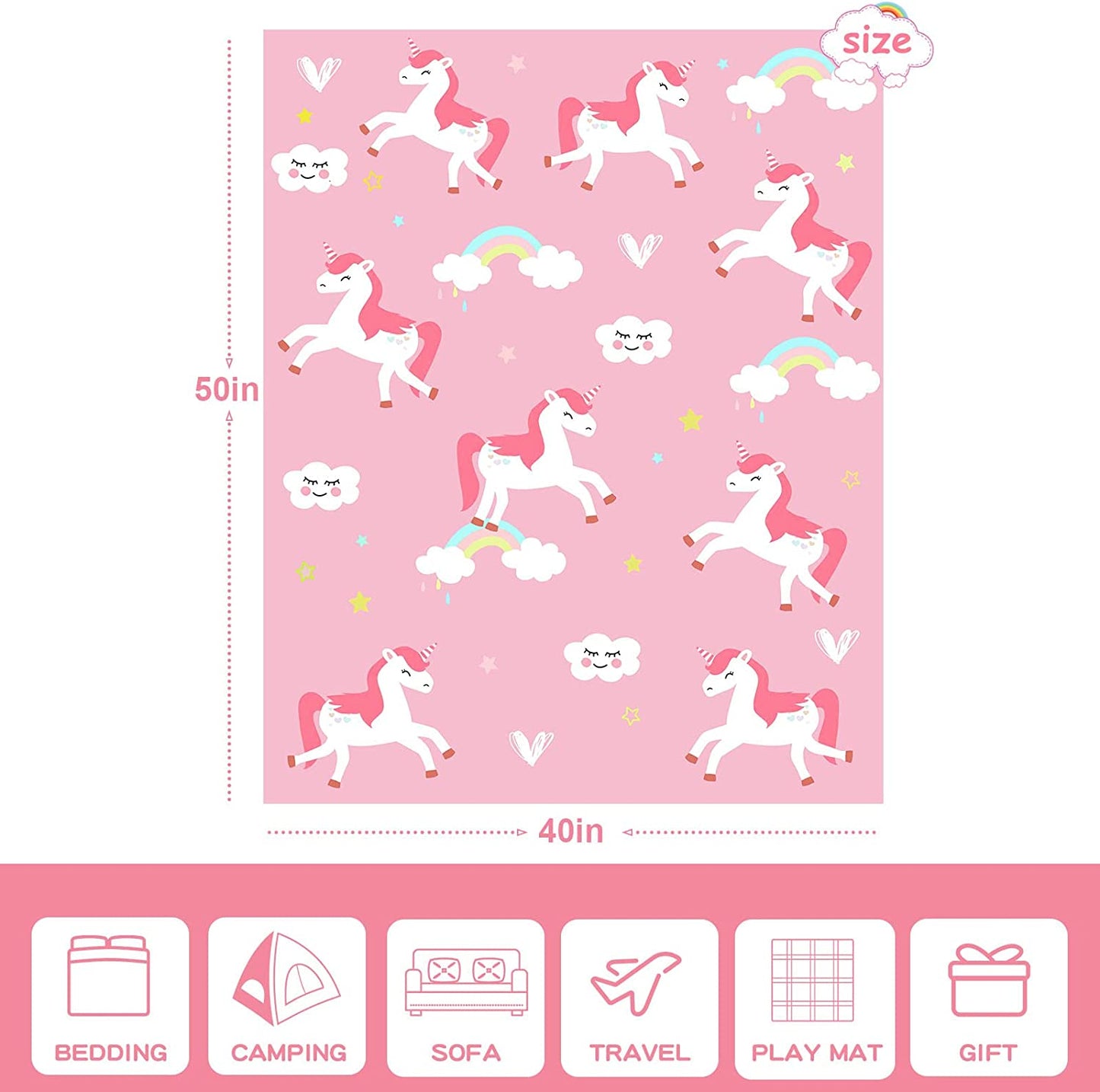 Unicorn Blanket for Girls Cute Kids Fleece Unicorn Throw Blanket Unicorns Gifts for Kids Birthday Christmas, Unicorn Decor for Girls Room 40X50 Inch