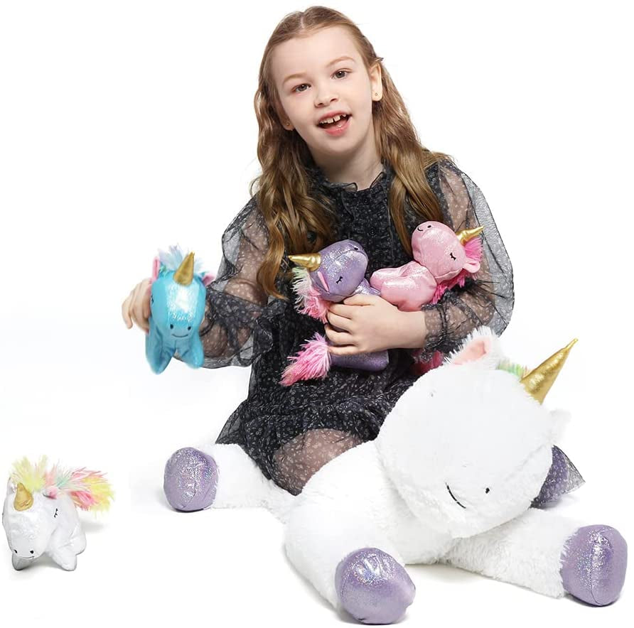 24 Inches Unicorn Plush Toy Set for Girls,4 Colorful Unicorns in Mommy Unicorn’S Belly,Unique Stuffed Unicorns Gifts for Children.