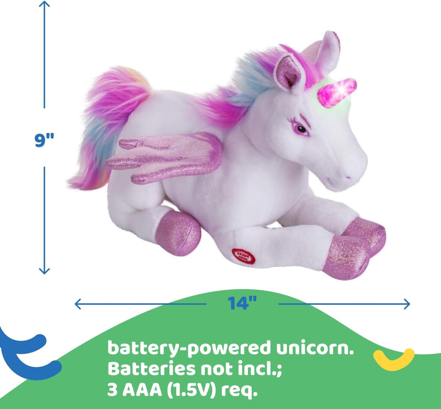 Unicorn Stuffed Animal with Flapping Wings - Musical Plush Unicorn Toy with Magical Lights and Sounds (Pink)
