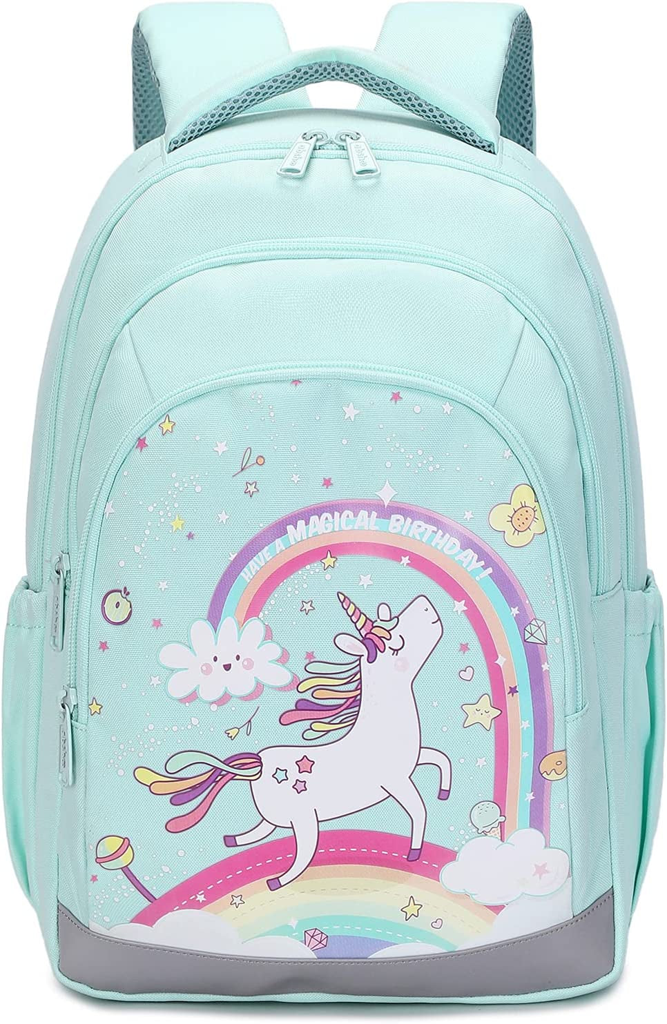 Cute Kids Backpack for Girls Kindergarten Elementary Unicorn School Backpacks Set with Lunch Box (Unicorn Teal)