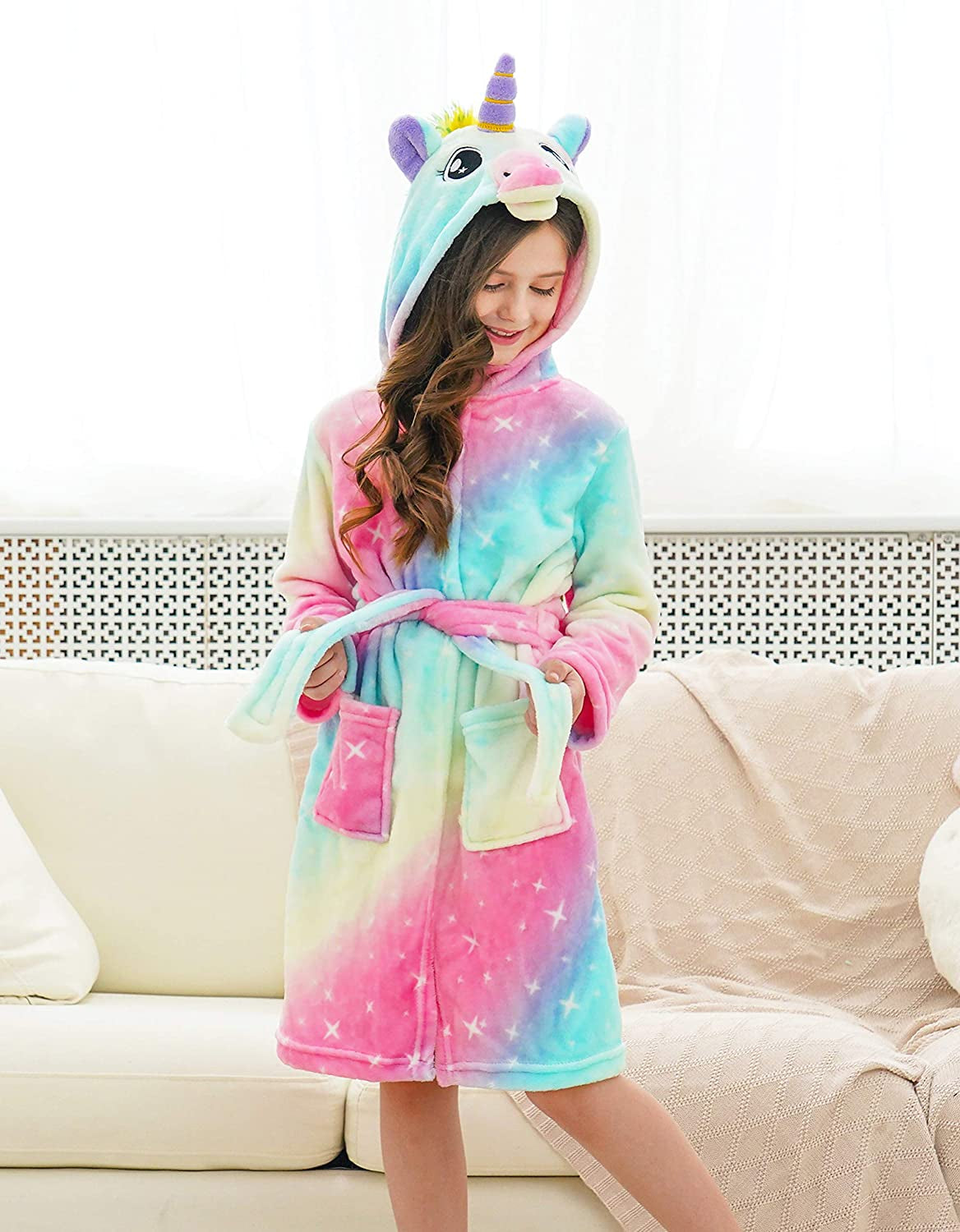 Soft Unicorn Hooded Galaxy Bathrobe Unicorn Gifts for Girls