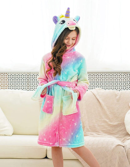 Soft Unicorn Hooded Galaxy Bathrobe - Unicorn Gifts for Girls