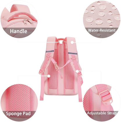 Cute Kids Backpack for Girls Kindergarten Elementary Unicorn School Backpacks Set with Lunch Box (Unicorn Dark Pink)