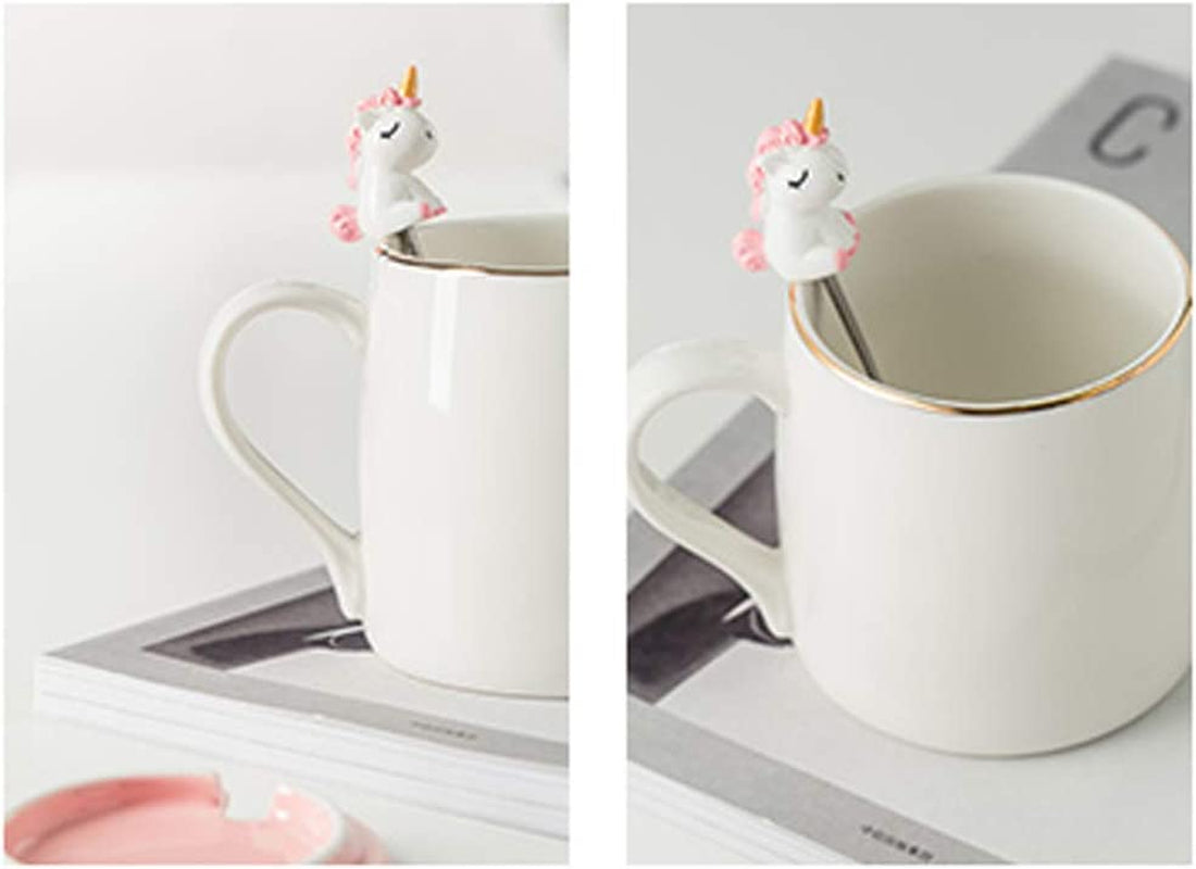 Unicorn Mug Cute Ceramic Coffee Mug with Lovely Unicorn Spoon, Morning Cup Novelty Coffee Tea Milk Christmas Mug Gift for Girls Magic Unicorn Lovers 380ML (Pink Unicorn)