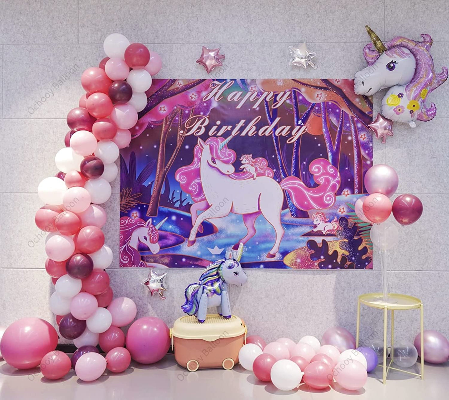 Unicorn Birthday Party Decorations, Unicorn Theme Birthday Party Supplies for Girls with Unicorn Balloons Garland Kit, Unicorn Backdrop, Unicorn Foil Balloons