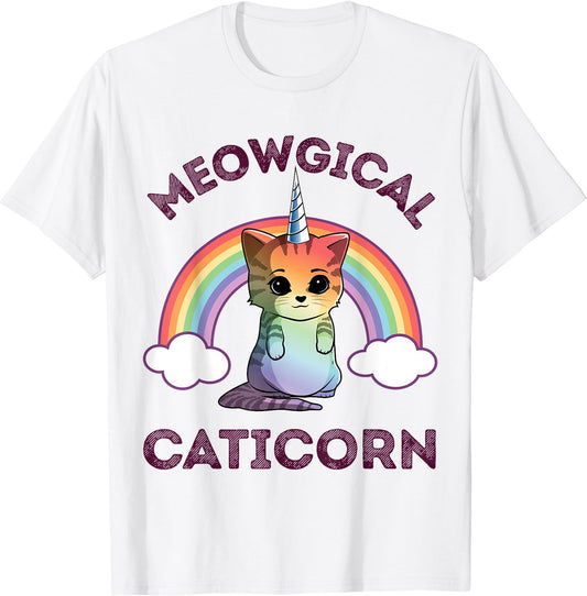 Meowgical Caticorn T Shirt Cat Unicorn Girls Women Kittycorn